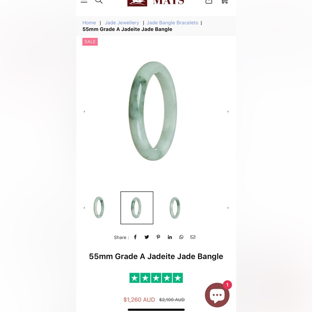 Authentic A Grade 100% Natural Jade Bangle 💚New 💚 ref. #21300 - Picture 3 of 5